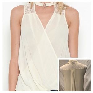 NWT Lace Drape front Choker Sleeveless top small